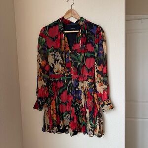 Marciano Guess Floral Chiffon Romper Dress | Long Sleeve Button Front | Size 2